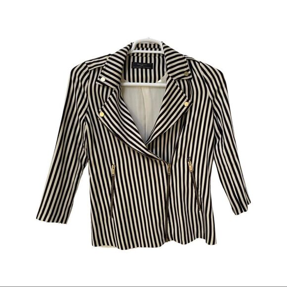 Zara TRF black cream strike blazer size XS like new - Picture 4 of 8